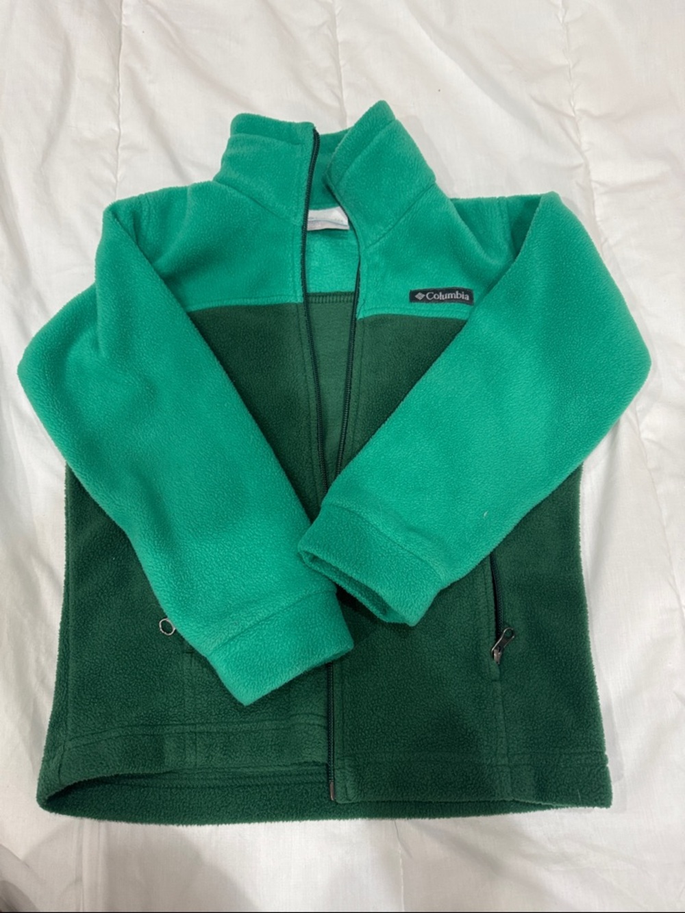 Columbia Bright Teal and Forest Green Fleece Jacket